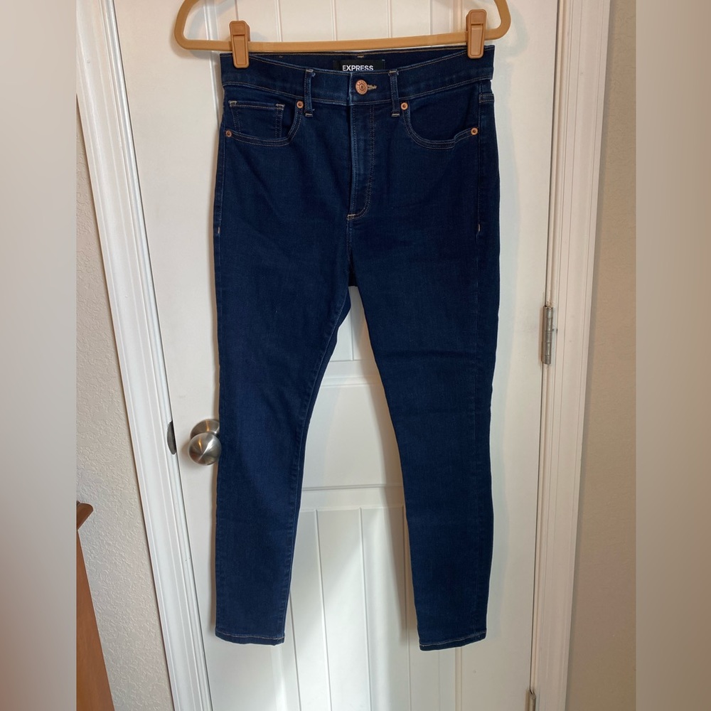 Express Women’s Dark Wash High Waisted Skinny Jeans